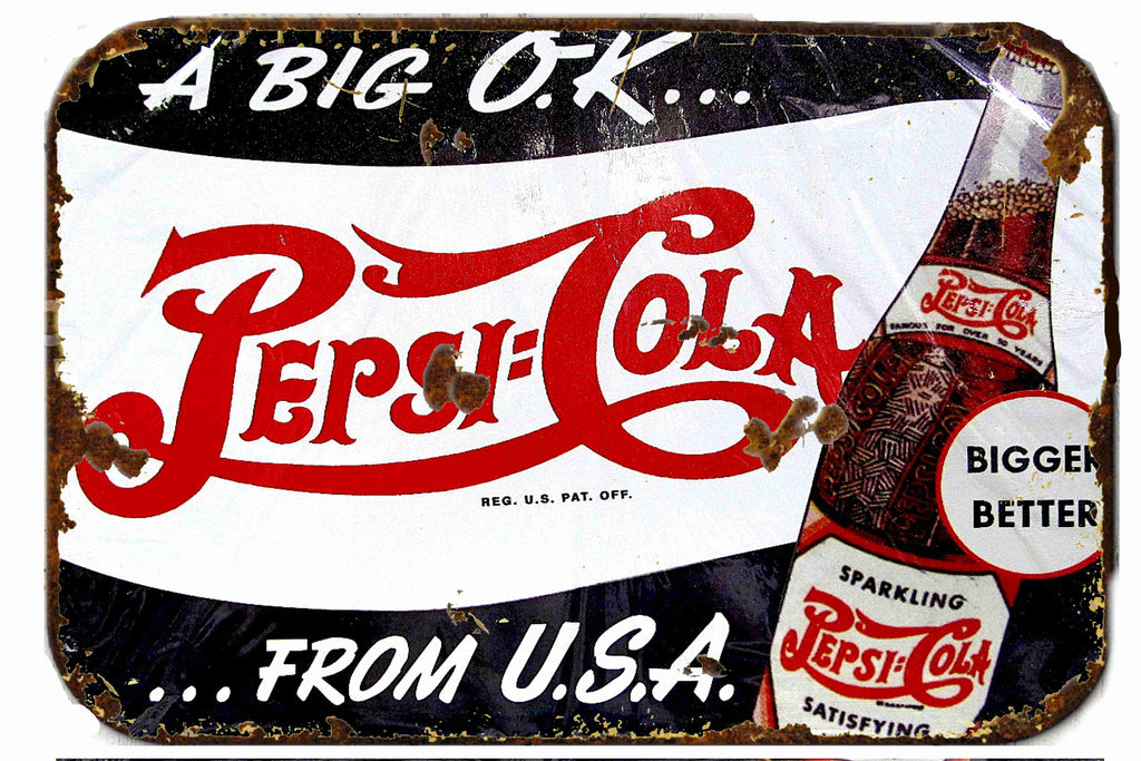 Vintage Pepsi Cola  Metal  8 x 12 inch Tin Sign