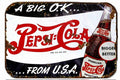 Vintage Pepsi Cola  Metal  8 x 12 inch Tin Sign