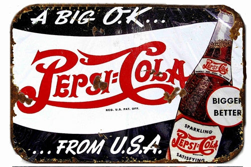 Vintage Pepsi Cola  Metal  8 x 12 inch Tin Sign