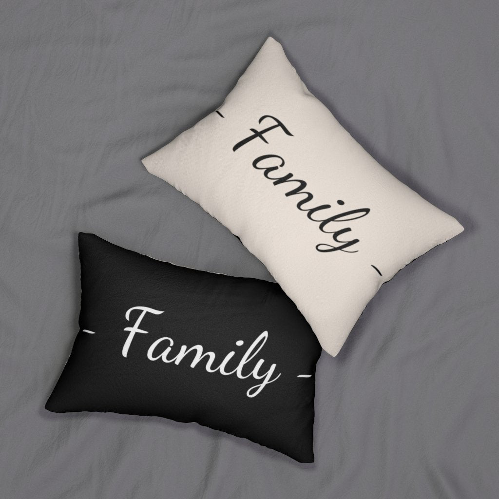 Decorative Lumbar Throw Pillow - Family - Beige Black